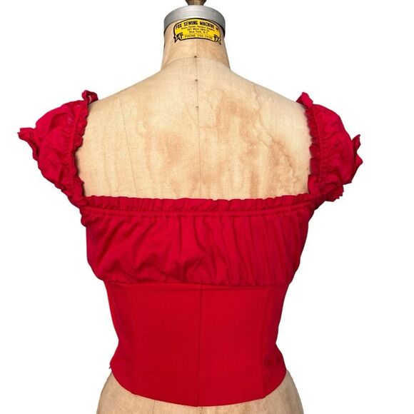 I.A.M.GIA Red Corset-Style Crop Top With Tie Detail Size S - Picture 4 of 6